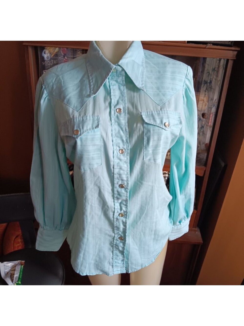 Medium Vintage Cowgirl Blouse Top 1960's Turtle Bax Western Pearl Snap Shirt
